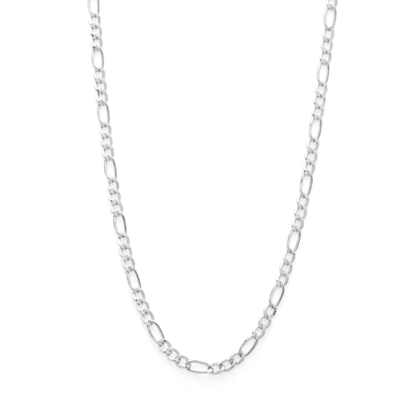 10K Hollow White Gold Figaro Chain - 22