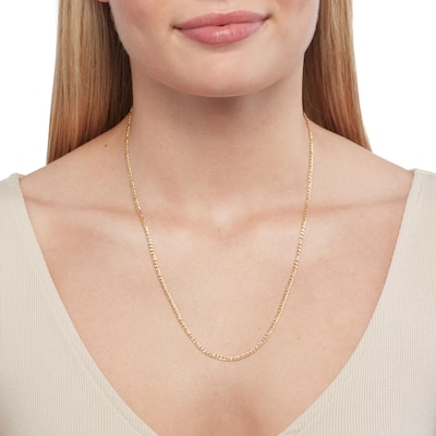 10K Hollow White Gold Figaro Chain - 22"