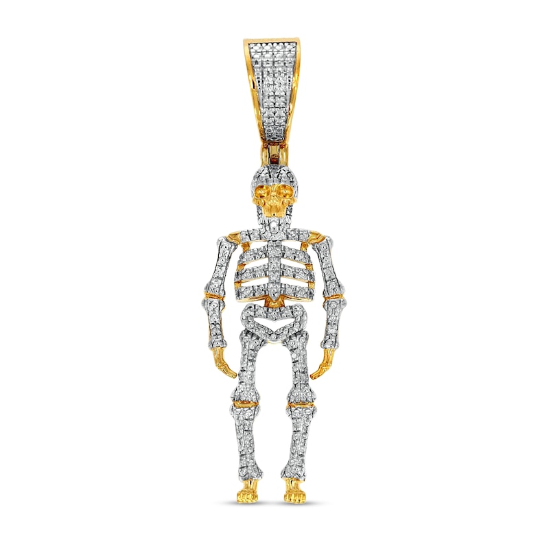 14K Gold Plated 1/20 CT. T.W. Diamond Skeleton Charm
