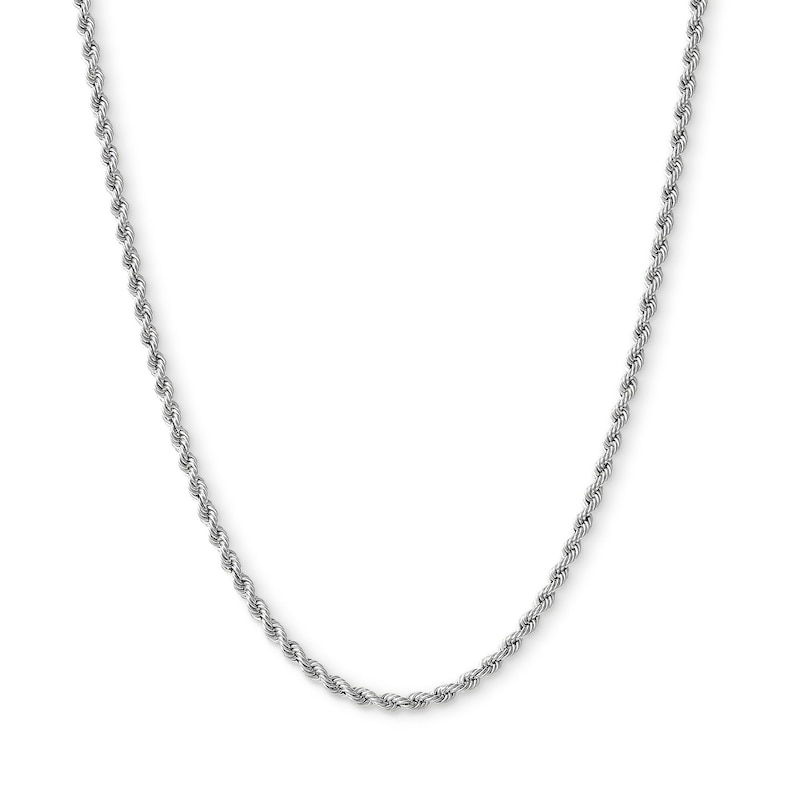 Main Image 1 of 10K Hollow White Gold Rope Chain - 24"
