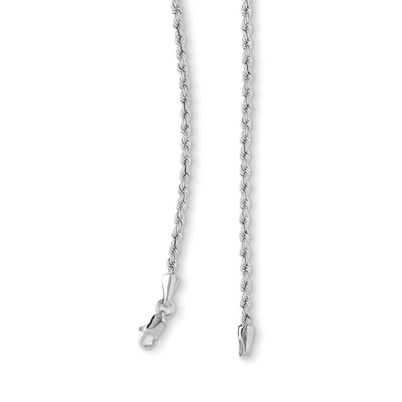 Main Image 2 of 10K Hollow White Gold Rope Chain - 24"