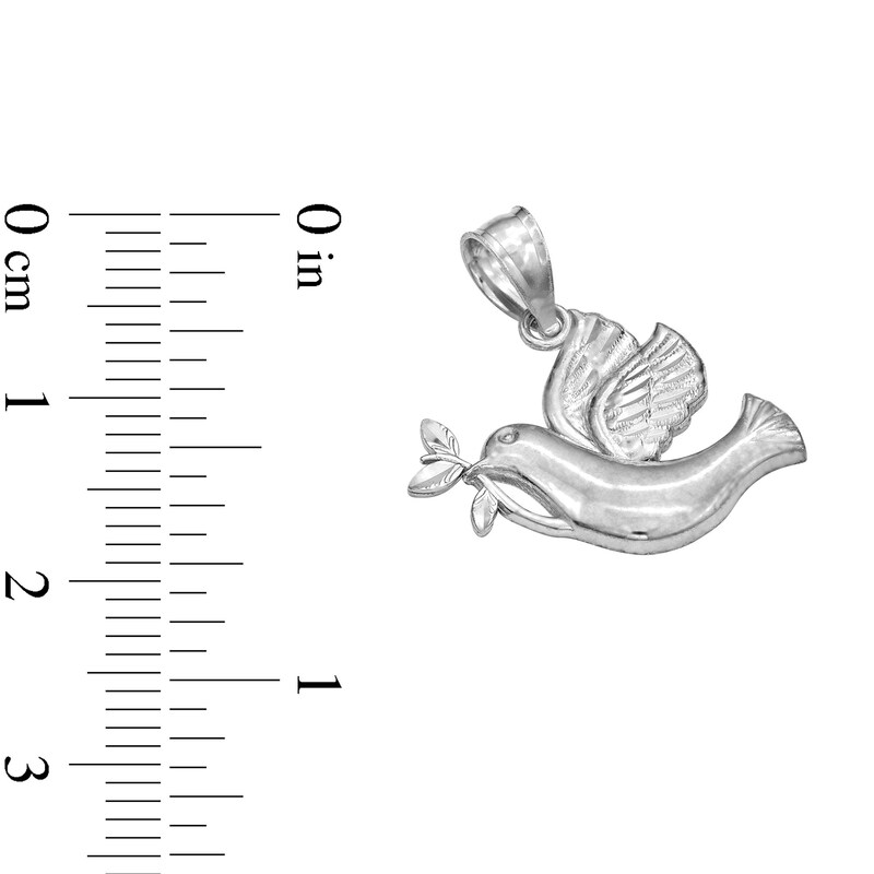 Main Image 3 of 10K Solid White Gold Dove Necklace Charm