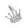 Thumbnail Image 3 of 10K Solid White Gold Crown Necklace Charm