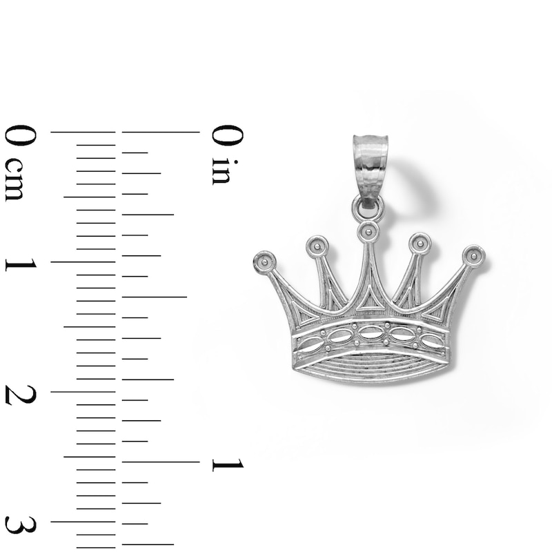 Main Image 4 of 10K Solid White Gold Crown Necklace Charm
