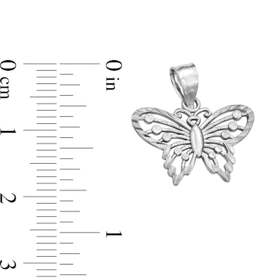 10K Solid White Gold Butterfly Necklace Charm