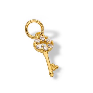 14K Semi-Solid Gold CZ Key Charm