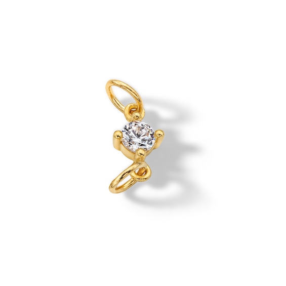 14K Semi-Solid Gold CZ Solitaire Charm
