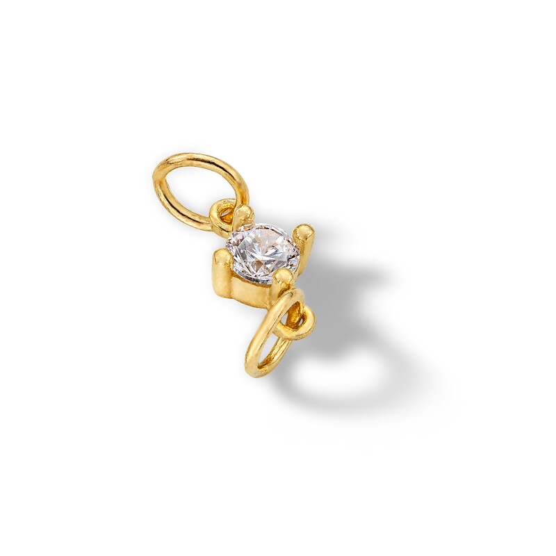 14K Semi-Solid Gold CZ Solitaire Charm