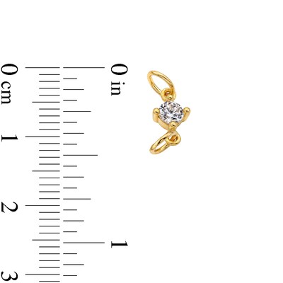 14K Semi-Solid Gold CZ Solitaire Charm