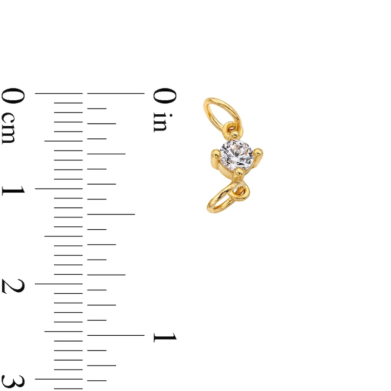 14K Semi-Solid Gold CZ Solitaire Charm