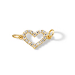 14K Semi-Solid Gold CZ Heart Charm
