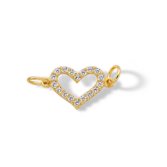 14K Semi-Solid Gold CZ Heart Charm