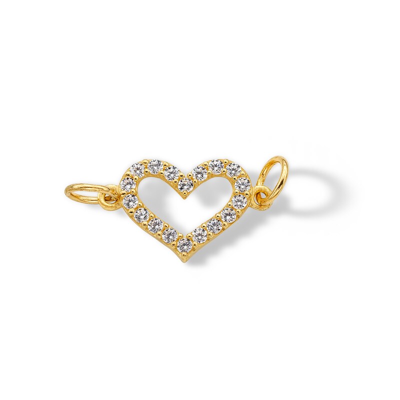 14K Semi-Solid Gold CZ Heart Charm