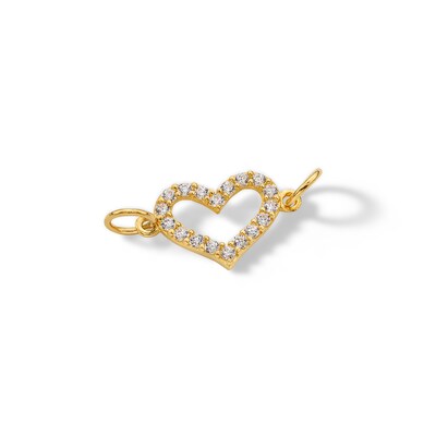 14K Semi-Solid Gold CZ Heart Charm