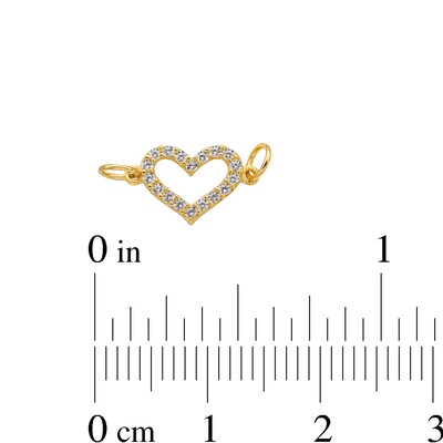 14K Semi-Solid Gold CZ Heart Charm
