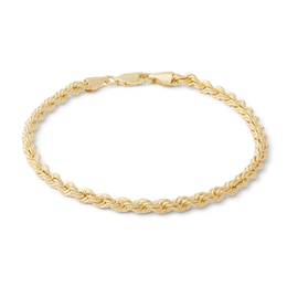 14K Hollow Gold Rope Chain Bracelet - 8&quot;