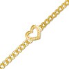 Thumbnail Image 0 of 14K Hollow Gold Textured Heart Outline Curb Chain Bracelet - 7.5"