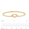 Thumbnail Image 1 of 14K Hollow Gold Textured Heart Outline Curb Chain Bracelet - 7.5"
