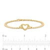Thumbnail Image 2 of 14K Hollow Gold Textured Heart Outline Curb Chain Bracelet - 7.5"