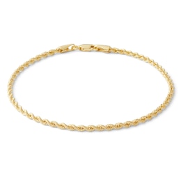 14K Hollow Gold Rope Chain Bracelet - 7.5&quot;