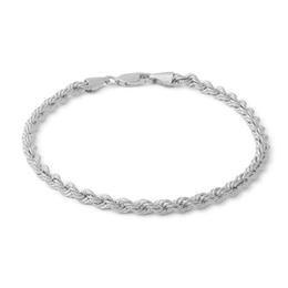 10K Hollow White Gold Rope Chain Bracelet - 8&quot;