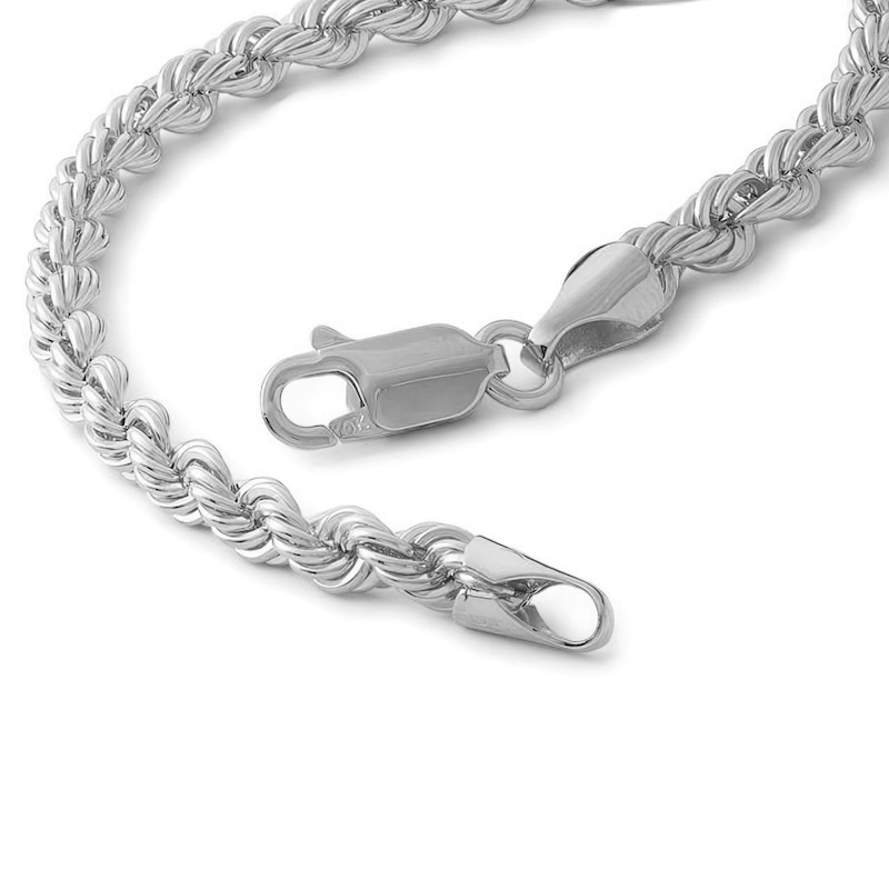 Main Image 2 of 10K Hollow White Gold Rope Chain Bracelet - 8"