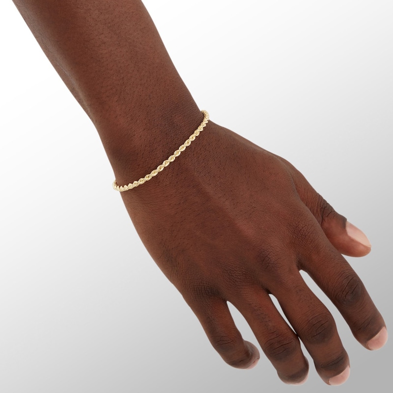 Main Image 3 of 10K Hollow White Gold Rope Chain Bracelet - 7"