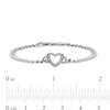 Thumbnail Image 1 of 10K Hollow White Gold Textured Heart Outline Curb Chain Bracelet - 7.5"