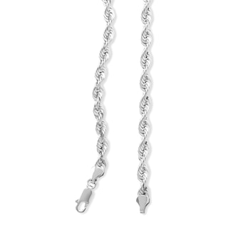 10K Hollow White Gold Rope Chain