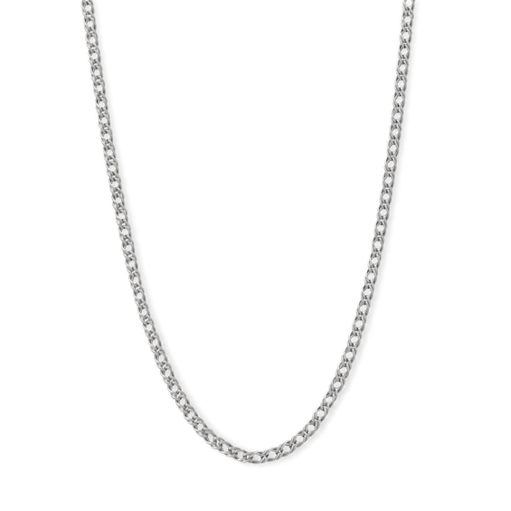 10K Hollow White Gold Rambo Chain - 18"