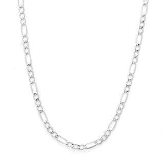 10K Hollow White Gold Beveled Figaro Chain
