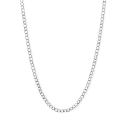 10K Hollow White Gold Beveled Curb Chain