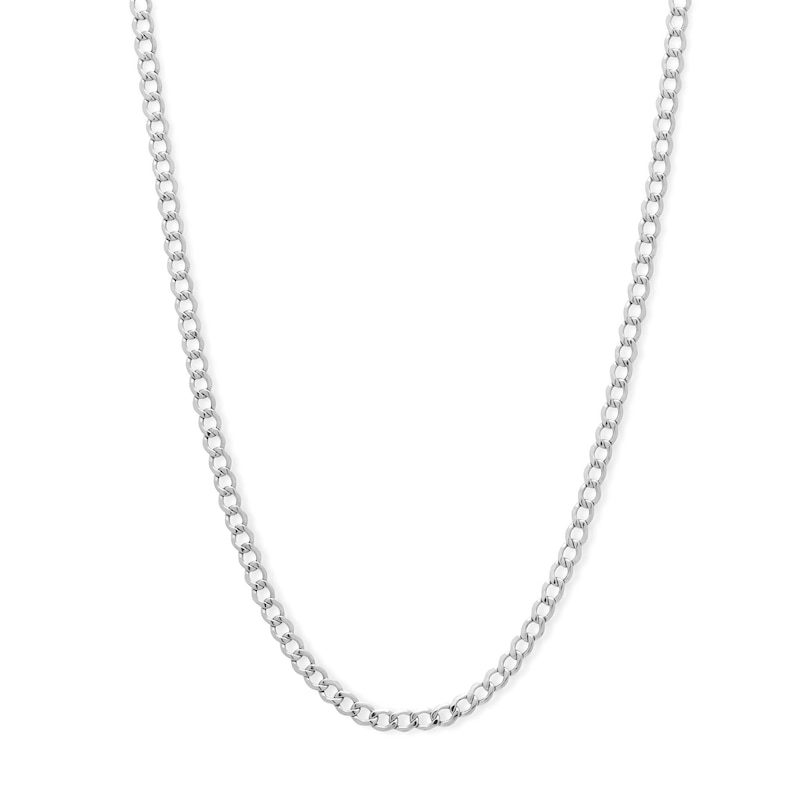 10K Hollow White Gold Beveled Curb Chain
