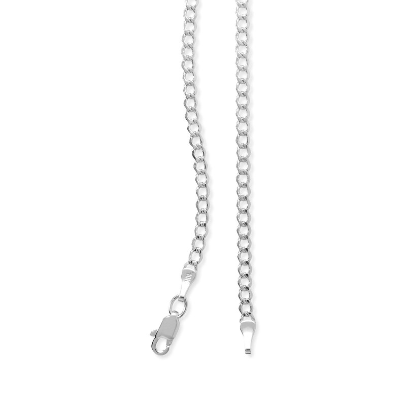 Main Image 2 of 10K Hollow White Gold Beveled Curb Chain - 22"