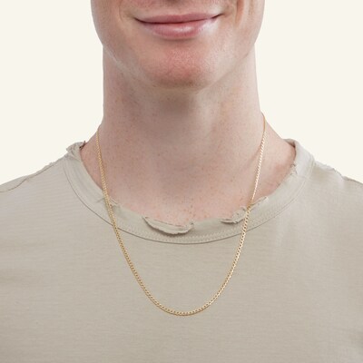 10K Hollow White Gold Beveled Curb Chain