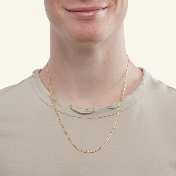 10K Hollow White Gold Beveled Curb Chain
