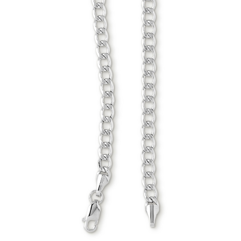 10K Hollow White Gold Beveled Curb Chain - 24"