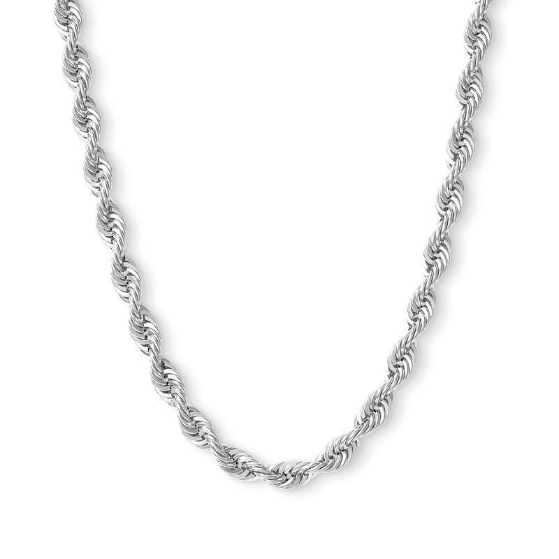 10K Hollow White Gold Rope Chain - 24"