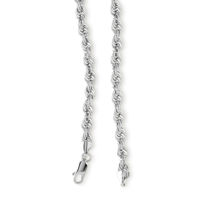 10K Hollow White Gold Rope Chain - 24"