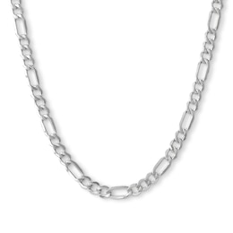 10K Hollow White Gold Beveled Figaro Chain - 22&quot;