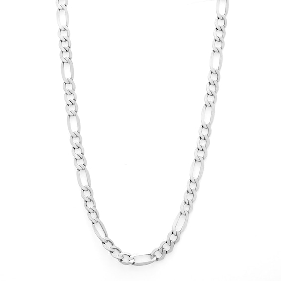 10K Hollow White Gold Figaro Chain