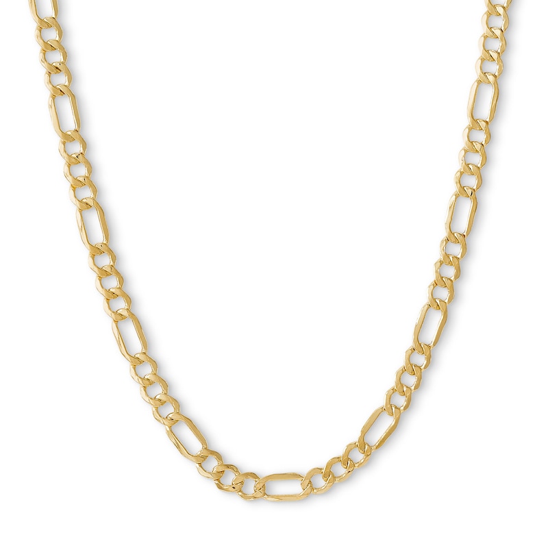 14K Hollow Gold Beveled Figaro Chain - 20"