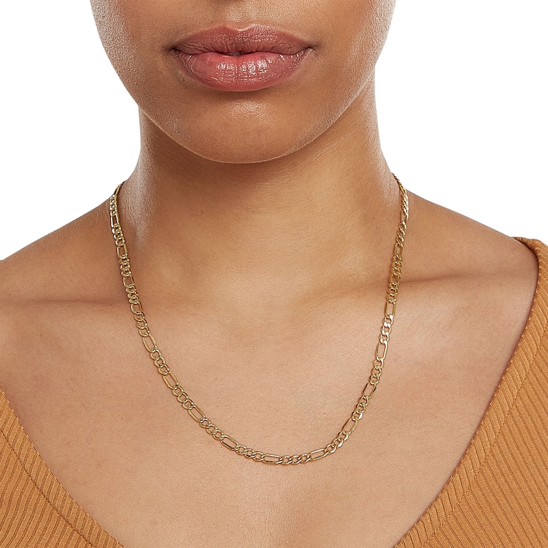 14K Hollow Gold Beveled Figaro Chain - 20"