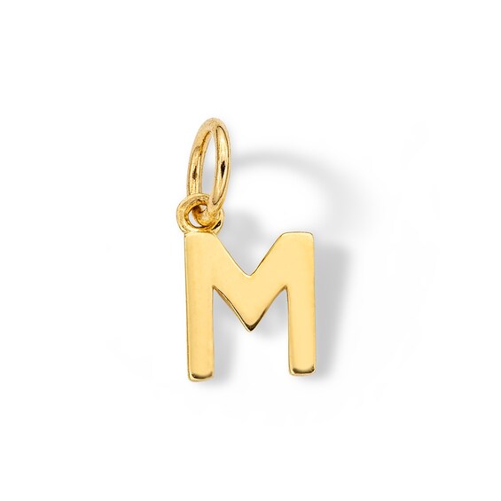 14K Semi-Solid Gold M Charm