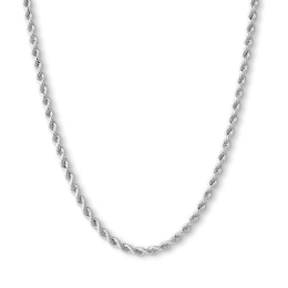 10K Semi-Solid White Gold Rope Chain - 22&quot;