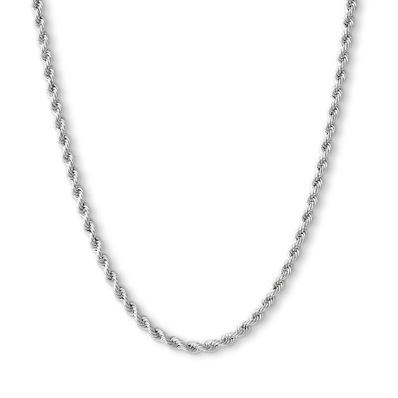 10K Semi-Solid White Gold Rope Chain - 22"