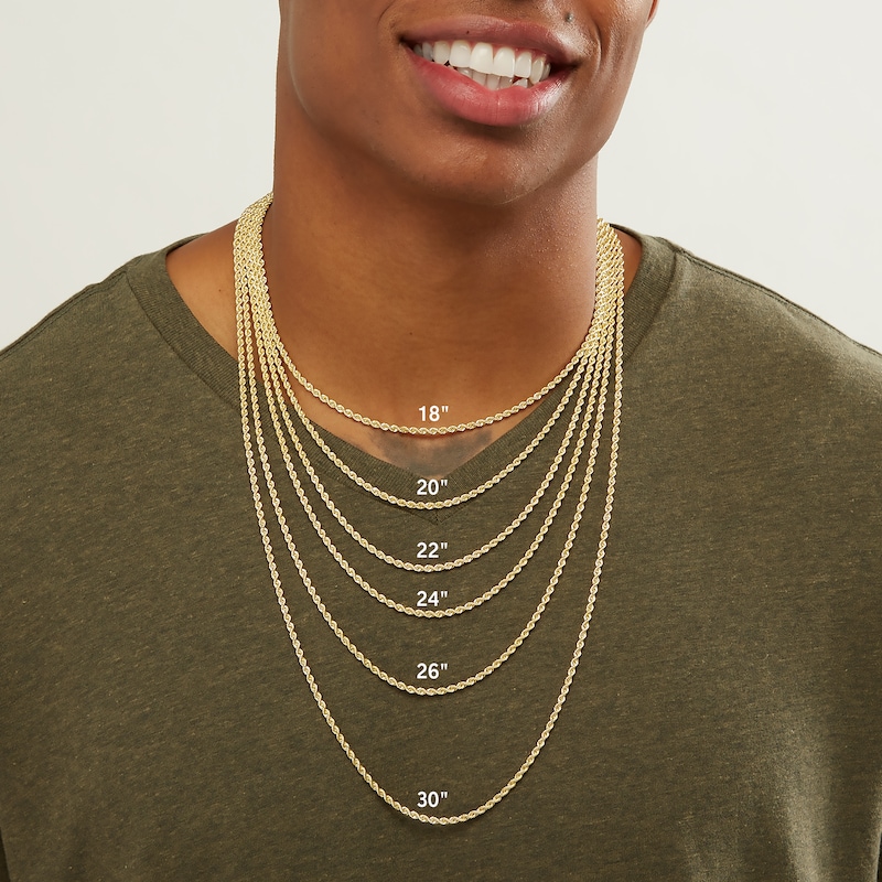 10K Semi-Solid White Gold Rope Chain - 22"