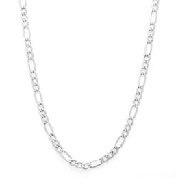 10K Hollow White Gold Figaro Chain - 24&quot;