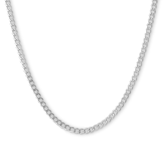 10K Hollow White Gold Curb Chain - 18"