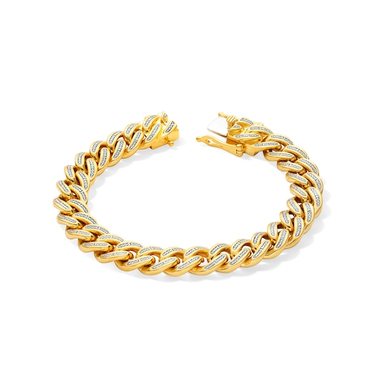 14K Gold Plated 1/10 CT. T.W. Diamond Curb Link Bracelet